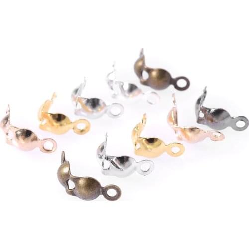 500Pcs/Lot 4x7mm Connector Clasp Fitting Metal Ball Chain Calotte End Crimps Beads Connector For DIY Jewelry Making Bracelet