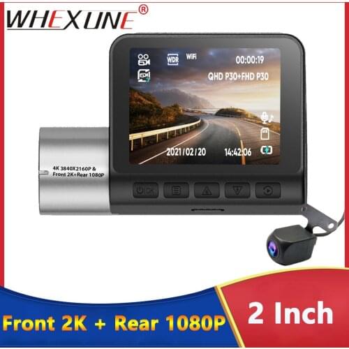 WHEXUNE Dash Cam Car Video Recorder 4K WIFI DVR GPS Track 30FPS Ultra HD Super Night Vision Camera 2160P 24H Parking Dash Camera