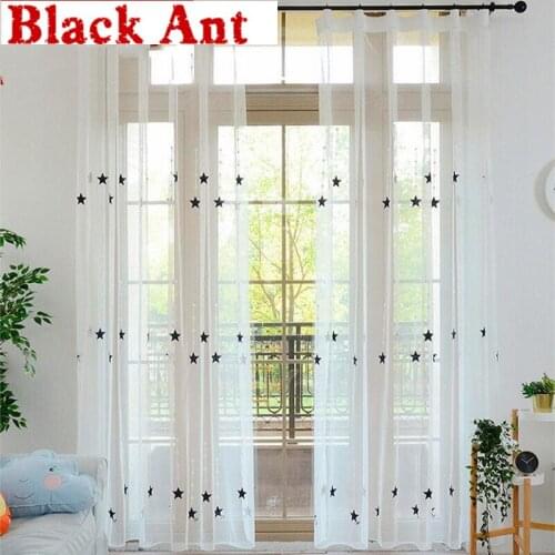 Blue Star Cartoon Curtain Kid Boys Room White Sheer Panel Pink Mesh Fabric Tulle Drape Window Bedroom Custom Made X593#30