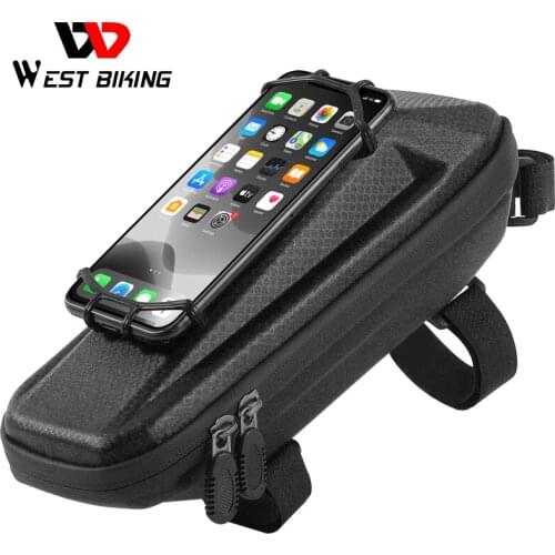 WEST BIKING Multifunctional Bicycle Bag with Phone Holder Front Frame Top Tube Bag Waterproof MTB Bike Bag Cycling Accessories