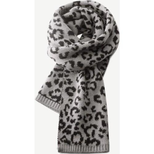 Winter Womens Leopard Print Scarf Thick Warm Shawl All-Match Temperament Cashmere 2021 New