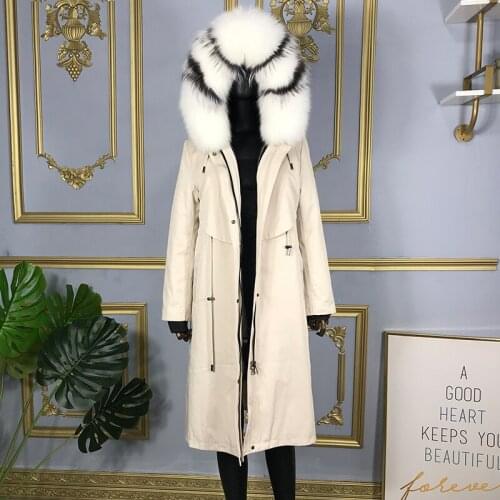 Winter Fur Coat Jacket parka Big Fox Fur Collar Rabbit Fur Liner long Warm Fashion Overcoat 2020 New Waterproof Parkas