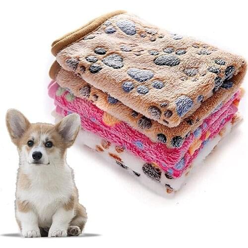 3 Packs Pet Dog Blanket Super Soft Fluffy Premium Fleece Paw Foot Print Warm Flannel Throw For Dog Puppy Cat