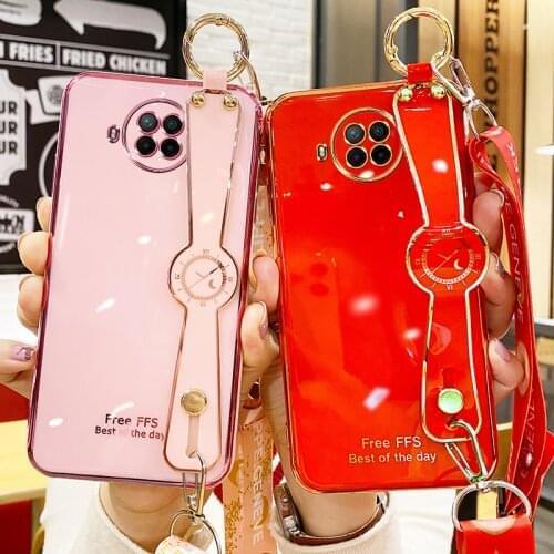 6D Electroplated Case For Xiaomi Redmi Note 9 Pro TPU Mobile Phone Wristband Lanyard Cases For Xiaomi Redmi Note 9Pro Thin Coque