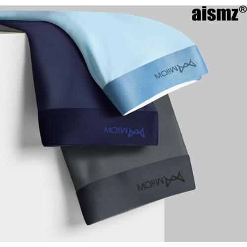 Aismz 3Pcs Mens Panties Graphene Antibacterial Mens Underwear Summer Ultra-Thin Ice Silk Man Boxer Short Men Boxershort L-5XL
