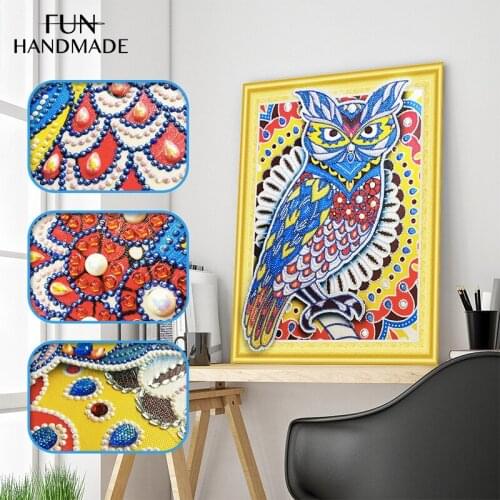 Special Shaped Drill 5D DIY Round Diamond Painting Cartoon Owl Embroidery Cross Stitch Rhinestone Painting Wall Decor Gift