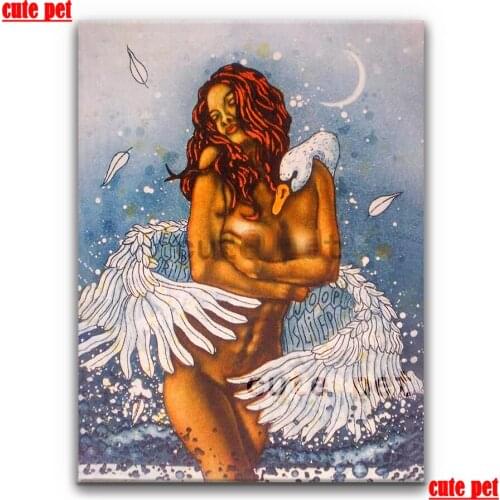 DIY Diamond Painting Lida and the swan puzzle Full Square Round Painting Cross Stitch 5D Rhinestones Mosaic Gift Home Decoration