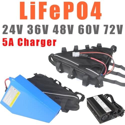LiFePO4 Battery 36V 48V 52V 60V 72V 20AH 30AH Triangle Bag Ebike battery