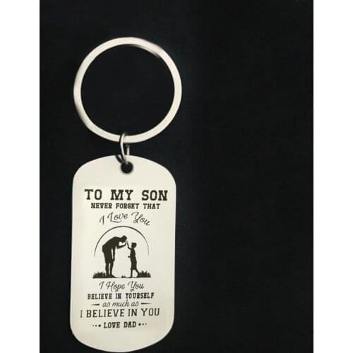 CAXYBB New Dog Tag keychain To My Son Father-Son Stainless Steel Nameplated key ring Dog Tag Keep Love Gift For The Son