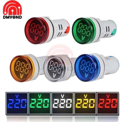Mini Digital Voltmeter Ammeter 22mm Voltage Display 12V 220V Ampere Current Volt Voltage Meter Car LED Signal Light Indicator