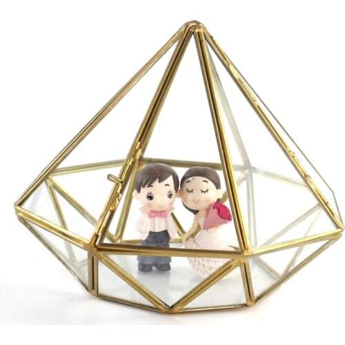 Flower House Decor Containers for Products Diamond Shape Handmade Vase Clear Houses Copper Picture Frame Glass Container