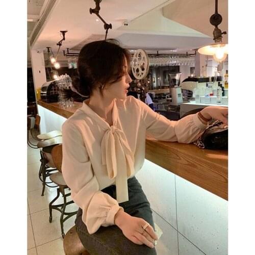 Women Blouse Womens Chiffon Loose Bow Shirt Top Blusas Ropa De Mujer