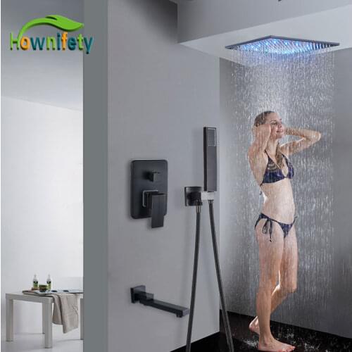 ORB LED Bathroom Shower Set Rain Hot Cold Mixer Tap Ceiling Mounted 8/10/12/16 Shower Head Bathtub