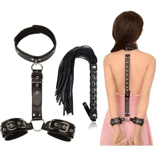 Erotic Sex Toys Neck collar Handcuff Whip For Couples Woman and Adult sexy Game BDSM Bondage Restraint Rope Exotic Accessories