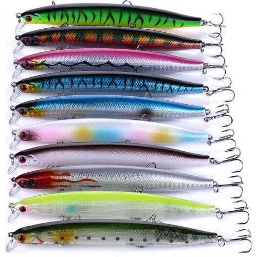 HENGJIA 1pcs Long Minnow Fishing Lure Kit Crankbaits Bass Fishing Tackle 13.5cm-18.5g Wobblers