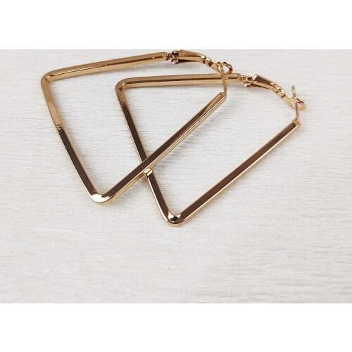 Good Quality Hoop Earrings Polygon Trapezoid Shape Charming Retro Popular Exaggerated Trendy Woman Girl Show Party Gold 021