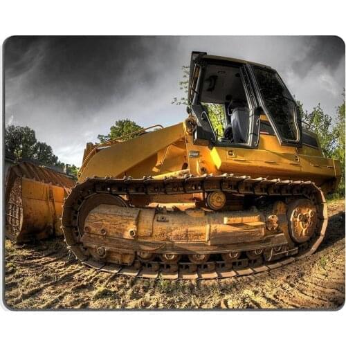 Natural Rubber Gaming Mousepad A High Dynamic Range fisheye photo of a bulldozer at a construction site