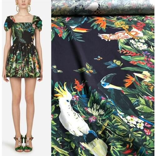 Custom natural 100% cotton poplin fabric cloth 145 cm width plant printed shirt dress children printed clothing fabric