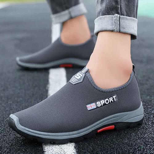 Slip-on Mens Sneakers Plus Sizes Mens Running Shoes Low Top Sports Shoes Man Summer Air Mesh Sport Shoes Male Flats Footwear I2