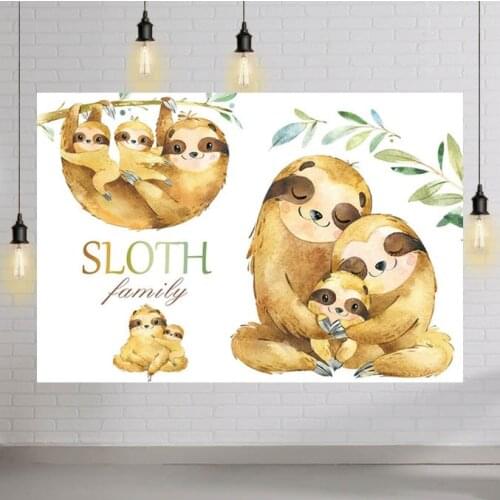 Sloth Family Invitation Theme Backdrop Sloth Baby Shower Birthday Party Photography Background Sloth Party Supplies Banner Decor