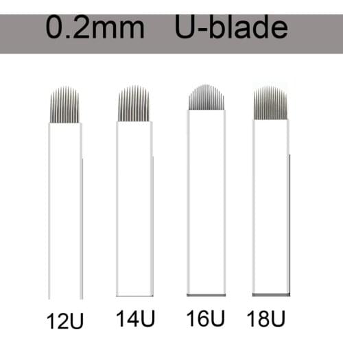 Hot item 0.2mm 12 Pin U Shape Eyebrow Tattoo Needles Blades Makeup Needles For 3D Permanent Makeup Manual Microblading Pen Free