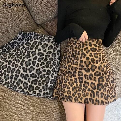 Skirts Women Mini Leopard Sexy High Waist Bodycon Slim Female Casual Ulzzang Korean Womens Chic All-match Harajuku New Daily Ins