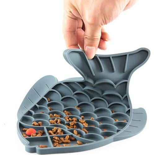 Pet Dog Cat-Slow Feeder Fish Shape Food Bowl Anti Choking Feeding Dish Plate