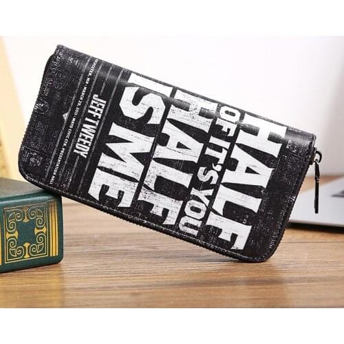 Fashion Letter PU Leather Mens Wallet Hip Hop Medium Mobile Phone Bags Design Trend Card Purse High Quality Zipper Long Wallets