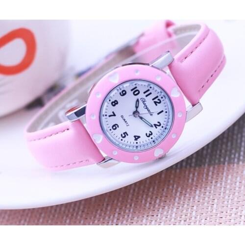 Fashion boys girls love simple digital leather strap quartz watches students kids little baby Luminous pointer gifts watches
