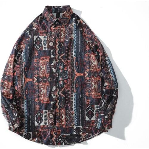 2020 New Hip Hop Streetwear Man Dres Shirt Loose Long Sleeve Shirt Mens Retro Shirts Comfortable Fashion Clothing