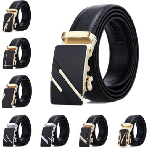 2021 Bauhinia brand adult adjustable 110-125CM mens leather alloy automatic buckle business pants belt mens soft leather belt