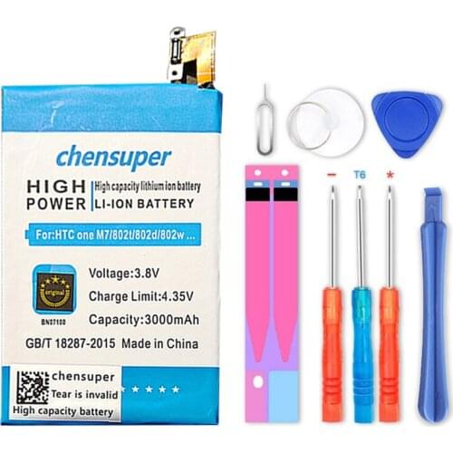 New chensuper 3000mAh BN07100 Phone Battery Use for HTC ONE M7 802D 802T 802W 801E 801S 801N