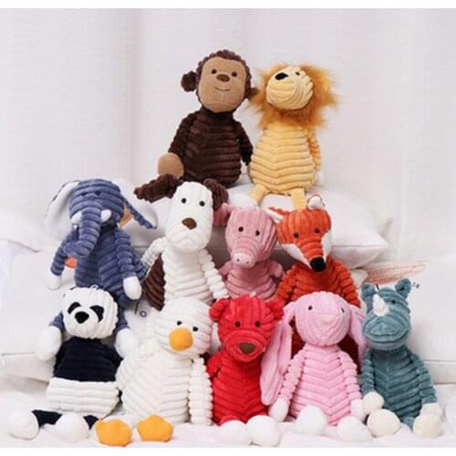 1pcs Cute Torest Animal Plush Toy Stripe Baby Elephant Lion Fox Rabbit Pig Soft Stuffed Toys