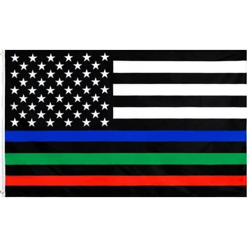 Yehoy hanging 90*150cm USA U.S. Thin blue red green Line American Flag for Decoration