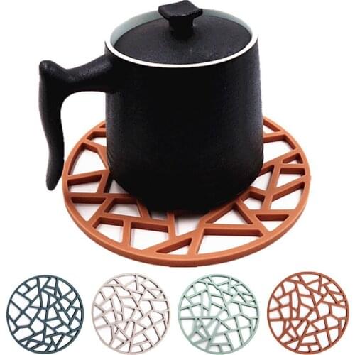 Hollow Silicone Heat Insulation Non-slip Cup Pad Placemat Dinning Table Mat Round Design Placemats Linen Non Slip Kitchen