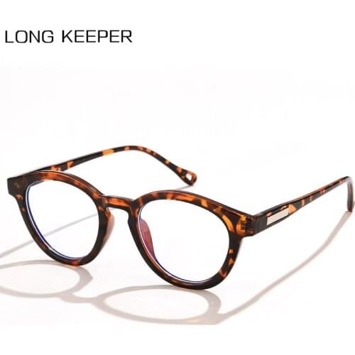 Retro Round Anti Blue Light Glasses Frames Women Men Black Leopard Computer Eyeglasses Fashion Clear Lens Eyewear UV400 Okulary