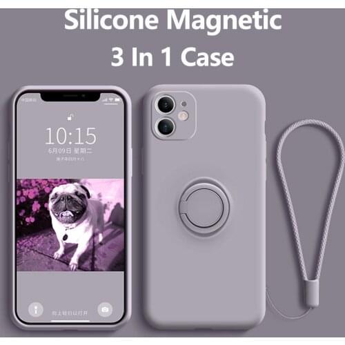 Silicone Case For iPhone 12 Pro Case 2020 With Lanyard Ring Holder Phone Cover Coque For iPhone 11 Pro Max XR XS Max 8 Plus Case