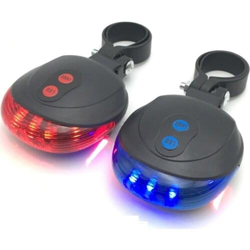 Bicycle LED Taillight Safety Warning Light 5 LED+2 Laser Night Mountain Bike Rear Light Tail Light Lamp Bycicle Light