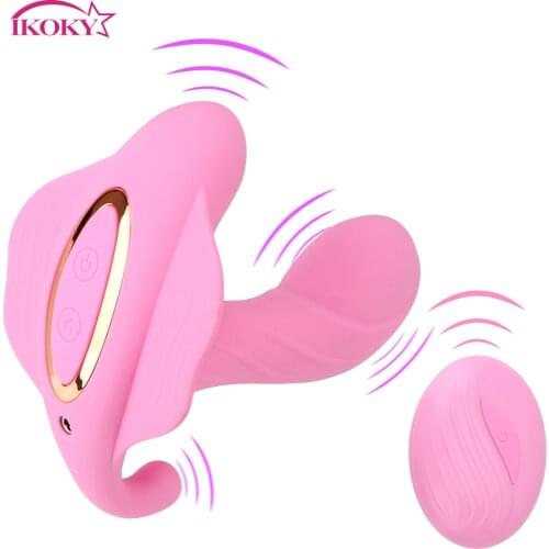 IKOKY Vibrating Panties Wearable Butterfly Dildo Vibrator Clitoris Stimulator Heating Sex Toys for Women Wireless Remote Control