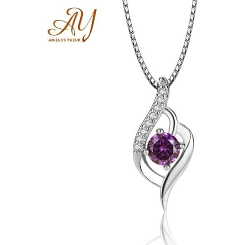 Anillos Yuzuk 925 Silver Jewelry Vintage Genuine Natural Amethyst Pendant With Chain Necklace Pendant Solid Women Jewelry