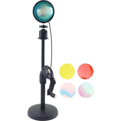 Sunset Projection Atmosphere LED Lamp 4 in 1 Night Light,USB Projector 360° Rotation Photography Lamp for Bedroom Studio