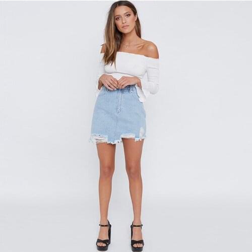 Tassel Skirt Denim Women Irregular Ripped Jeans Distressed Basic Trendy Short Skirts Asymmetric Destroy Beggar High Waist Summer
