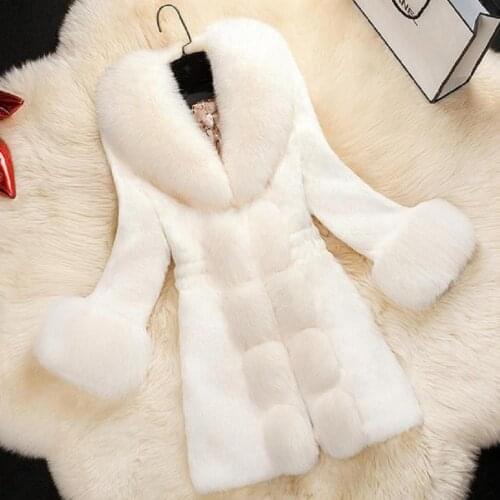 XS-6XL 2018 winter plus size womens Korean version imitation rabbit fur coat female fake fox fur collar warm outwear L1089