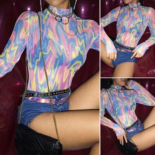 Womens Dream Colorful Mesh Long Sleeve Colorful Mesh Long Sleeve T-Shirt Photo Color
