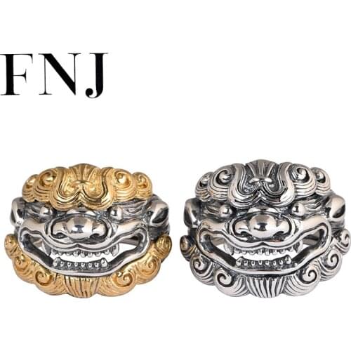 925 Sterling Silver Pixiu Ring Skeleton Skull 100% Real S925 Thai Silver Rings for Women Jewelry Adjustable Size