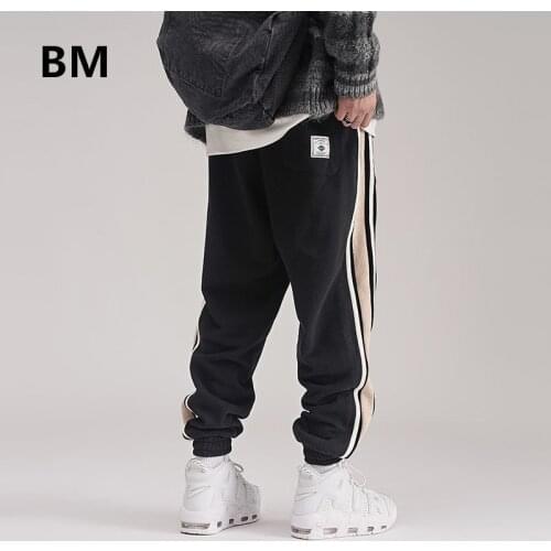 Winter Fashion Thick Striped Sports Pants Streetwear Men Korean Style Hip Hop Sweatpants 2020 Kpop Joggers Tracksuit Trouser