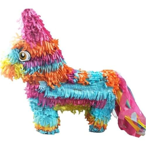 1pc Pinata Children Rainbow Donkey Shape Creative Candy Beat Toys Decoration Game Props for Birthday Party