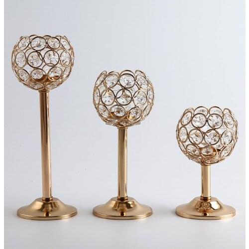 Vintage Hollow Out Candlestick Rhinestone Crystal Candle Holder Wedding Party Table Decoration