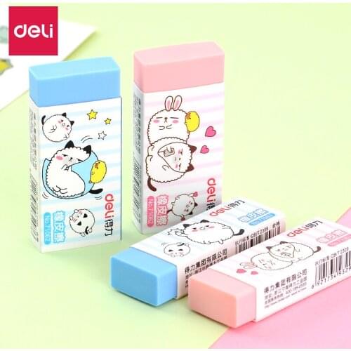 2pcs / 5pcs Deli 71063 cartoon cute color rubber correction error test card assignment rubber, student office stationery