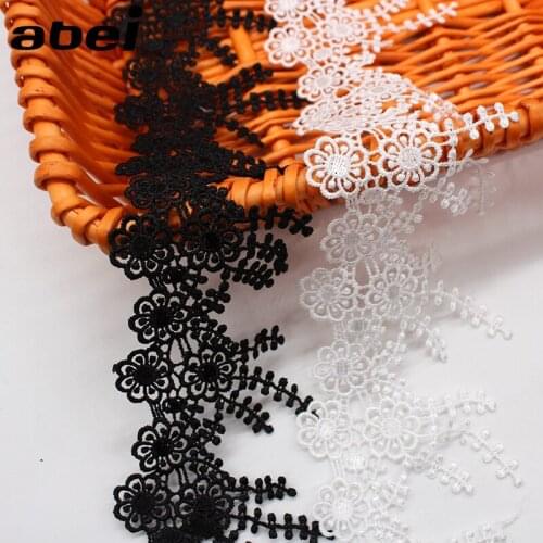 3Yards 9cm Leaves Flowers Tassel White Water Soluble Lace Trim Dangling Fringe Lace Trimmings For Sewing Clothing DIY Crafts